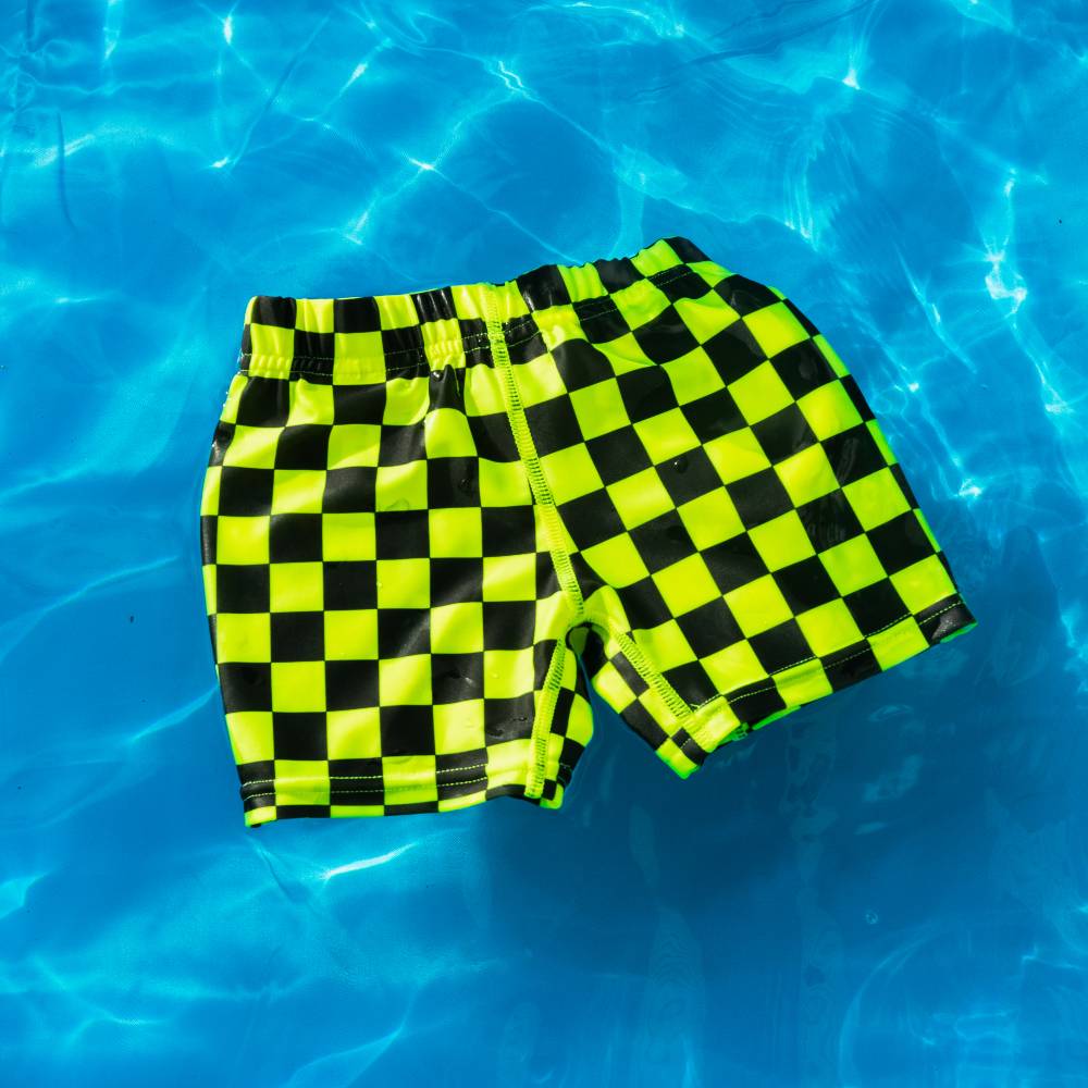 Neon by Nestling Swim Shorts - Neon Yellow Check - Image 4
