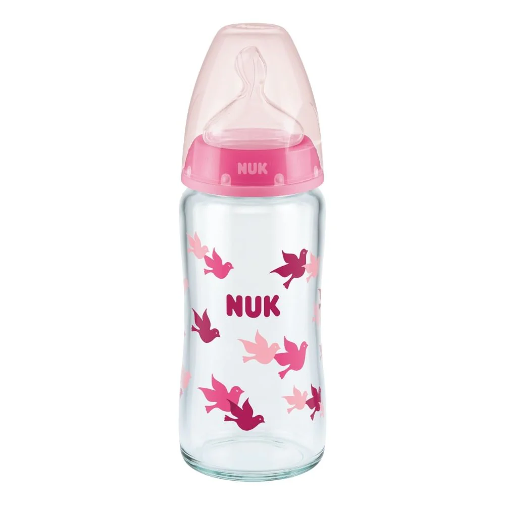 NUK First Choice Glass Bottle, 240 ml, Silicone Teat, 0-6mths - Image 2