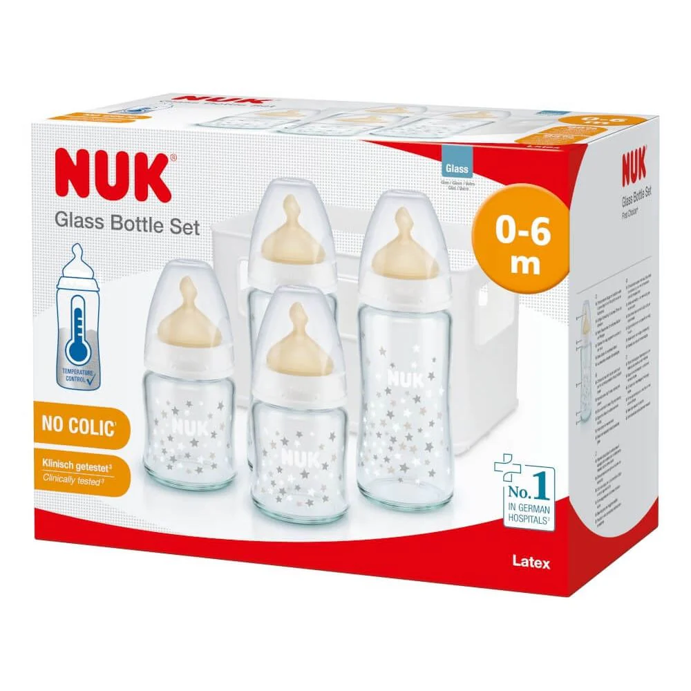 NUK First Choice+ Glass Bottle Starter Set with Latex Teats - Image 2