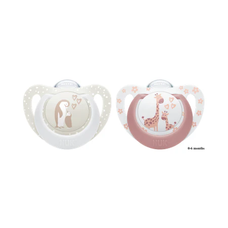 NUK First Choice Soothers 2pk 0-6mths - White/Pink