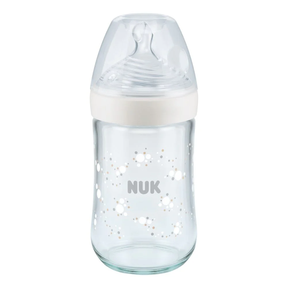 NUK Nature Sense Glass Bottle 240ml / 6-hole Teat