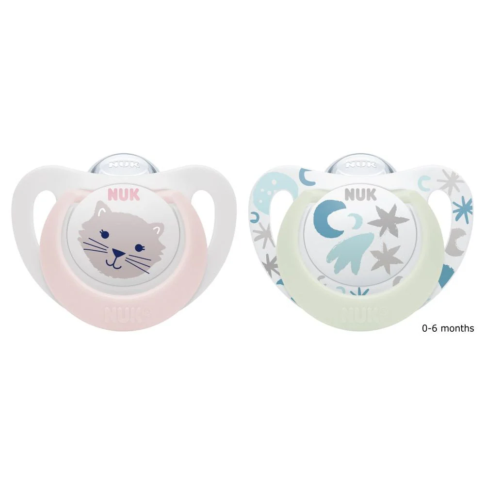 NUK Star Day & Night Silicone Soothers 0-6mths 2pk - Image 2