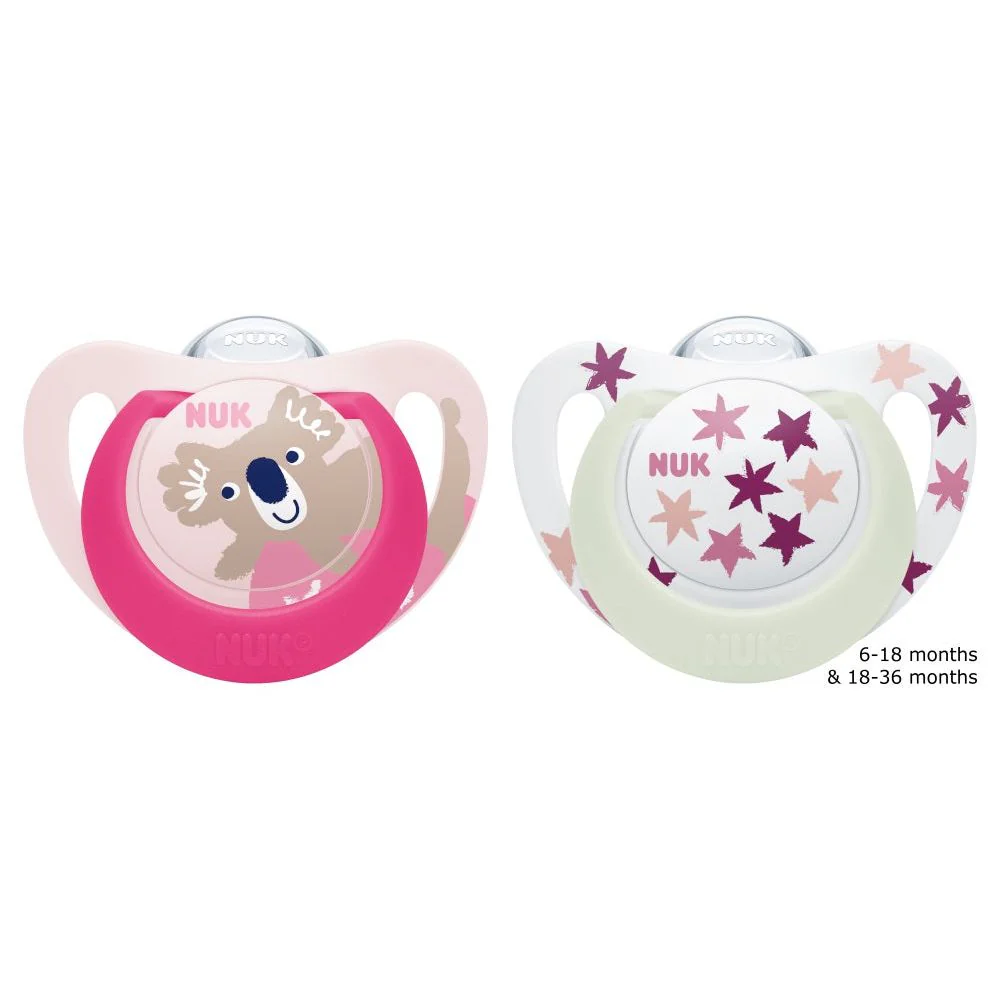 NUK Star Day & Night Silicone Soothers 18-36mths 2pk - Image 2