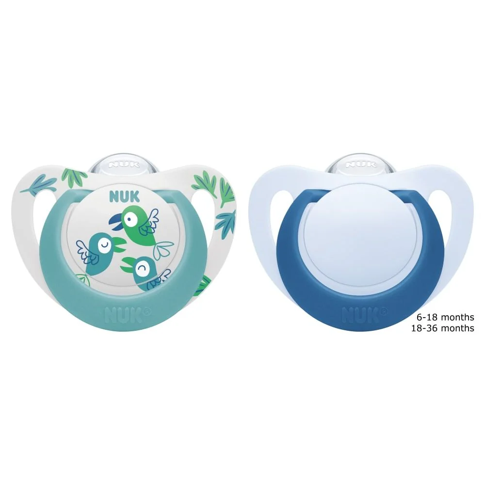 NUK Star Silicone Soothers 6-18mths 2pk