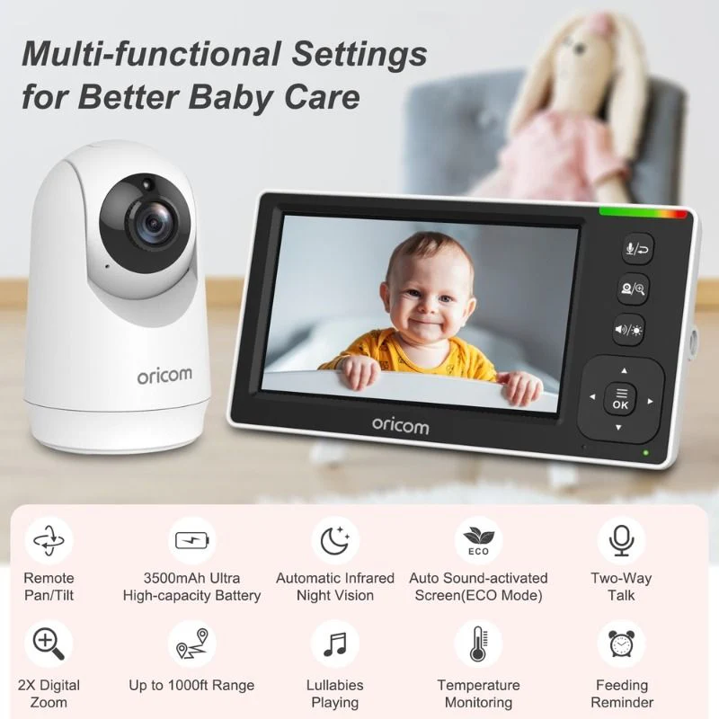 Oricom 4.3" Video Baby Monitor With Motorised Pan-Tilt Camera - Image 3