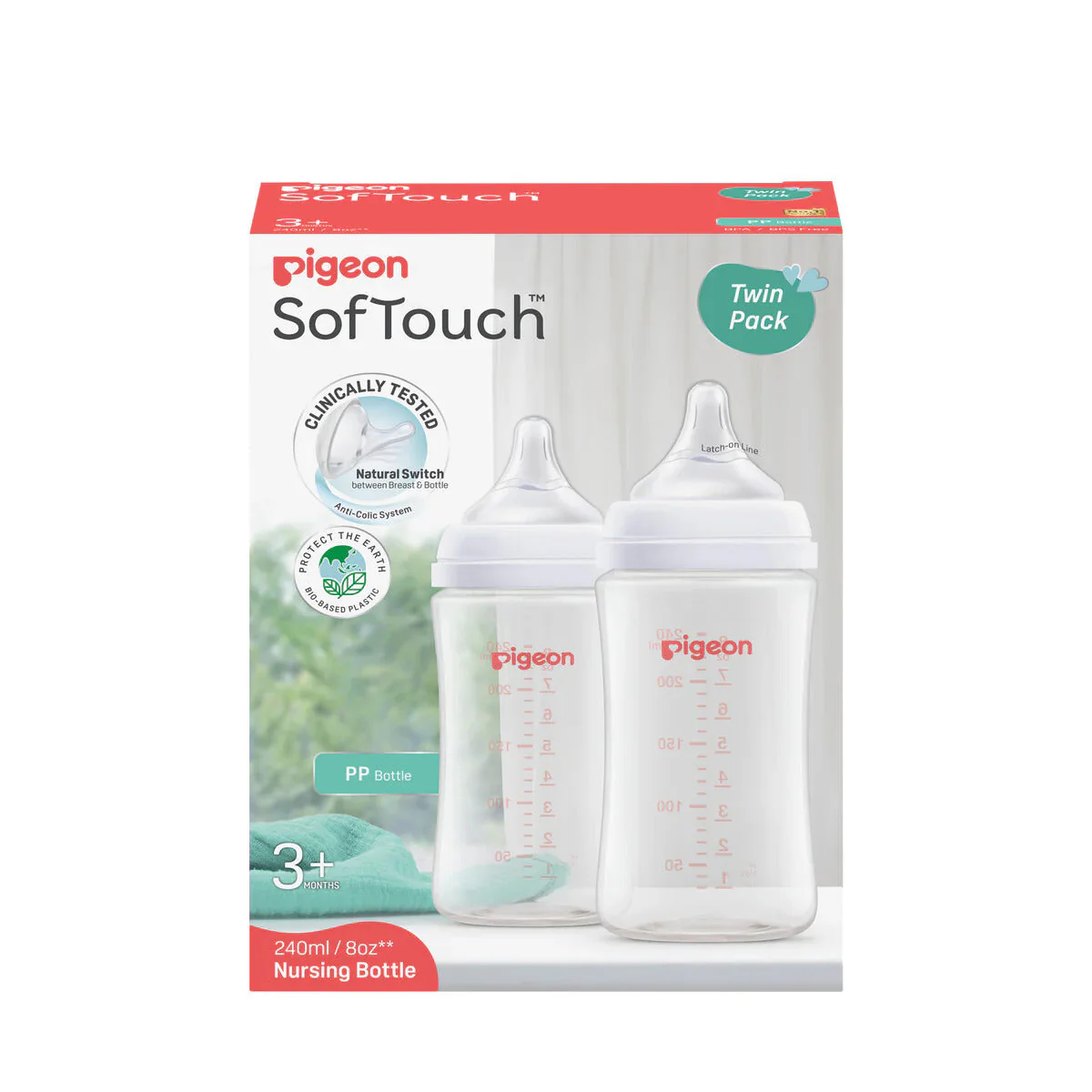 Pigeon SofTouch™ Wide Neck Bottle PP - Twin Pack - Image 2