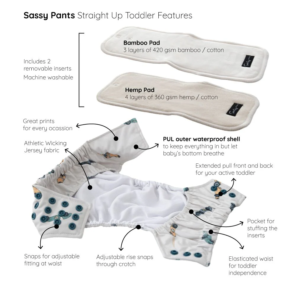 Sassy Pants Straight Up Toddler Nappy - One Size