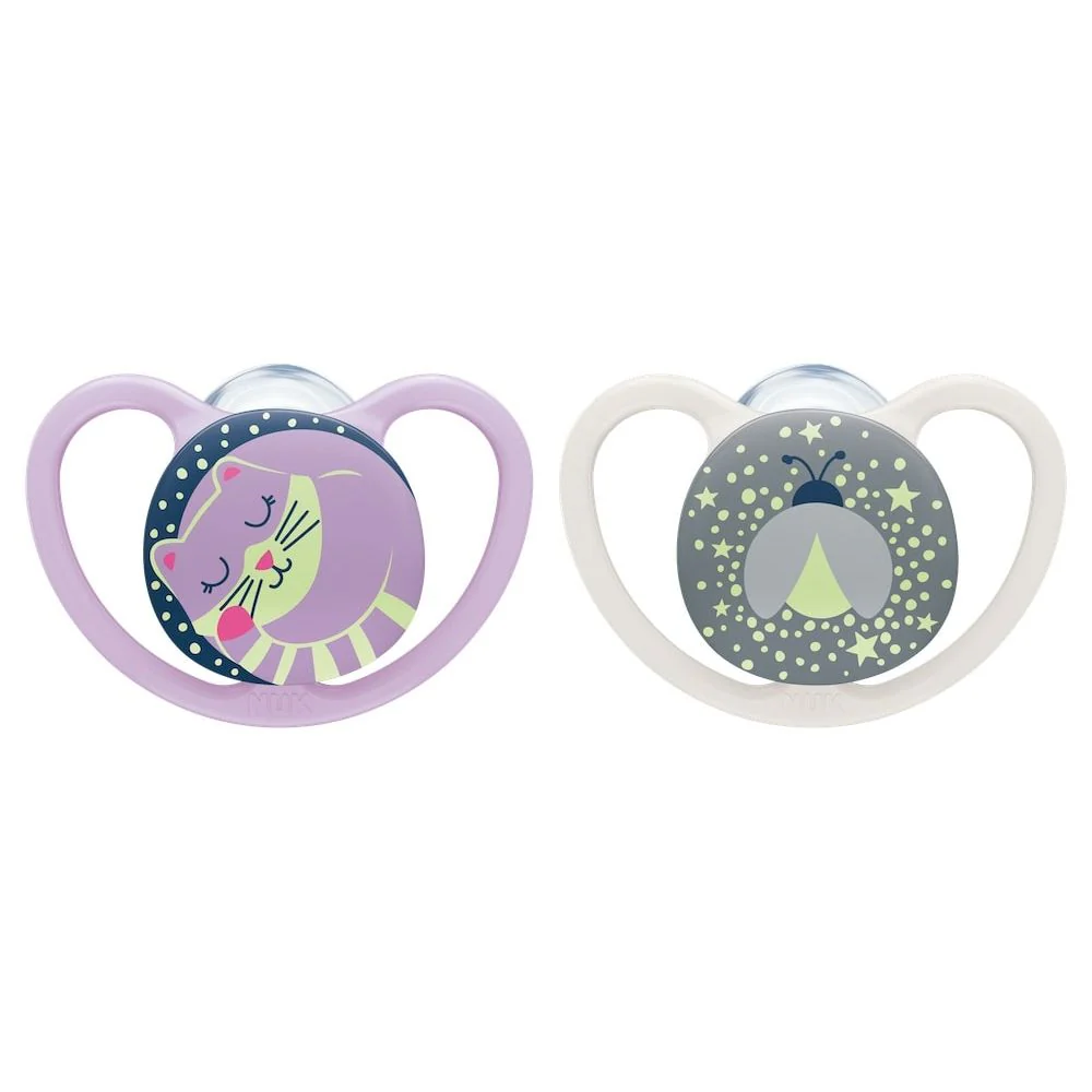 Space Night Silicone Soothers 0-6mths 2pk - Image 2