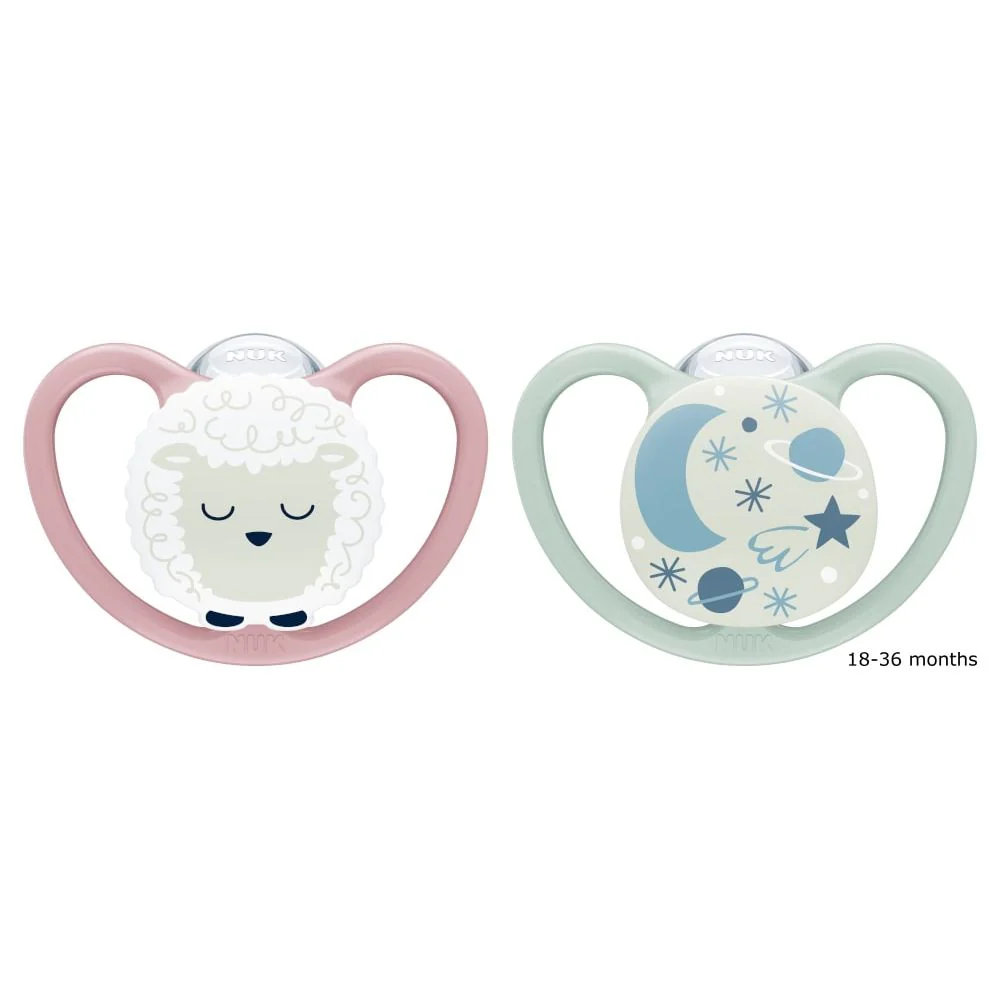 Space Night Silicone Soothers 18-36mths 2pk - Image 2
