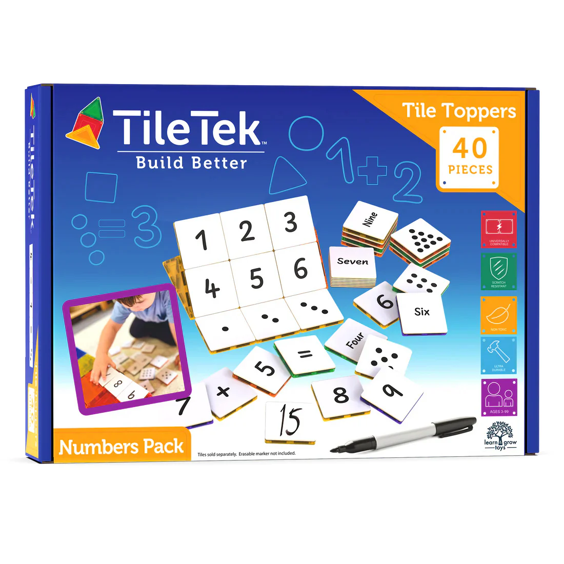 Tile Tek 40 Piece Tile Topper - Numbers Pack