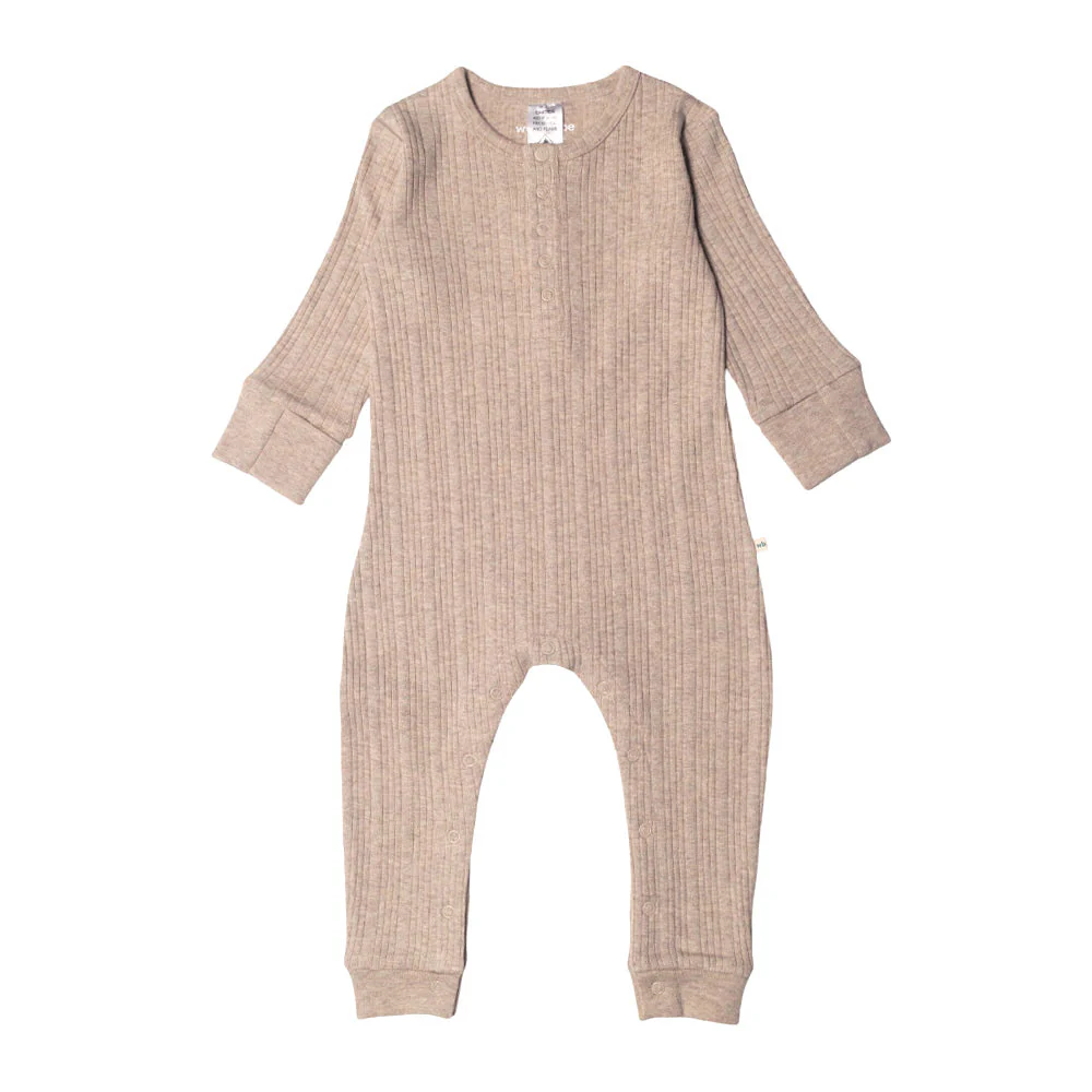 Woolbabe Organic Cotton/Merino Long Sleeve Henley Suit Dune Marl
