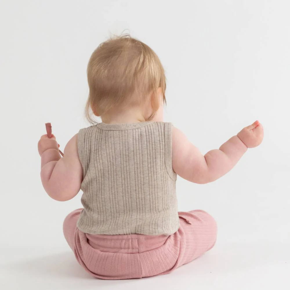 Woolbabe Organic Cotton/Merino Singletsuit Dune Marl - Image 3