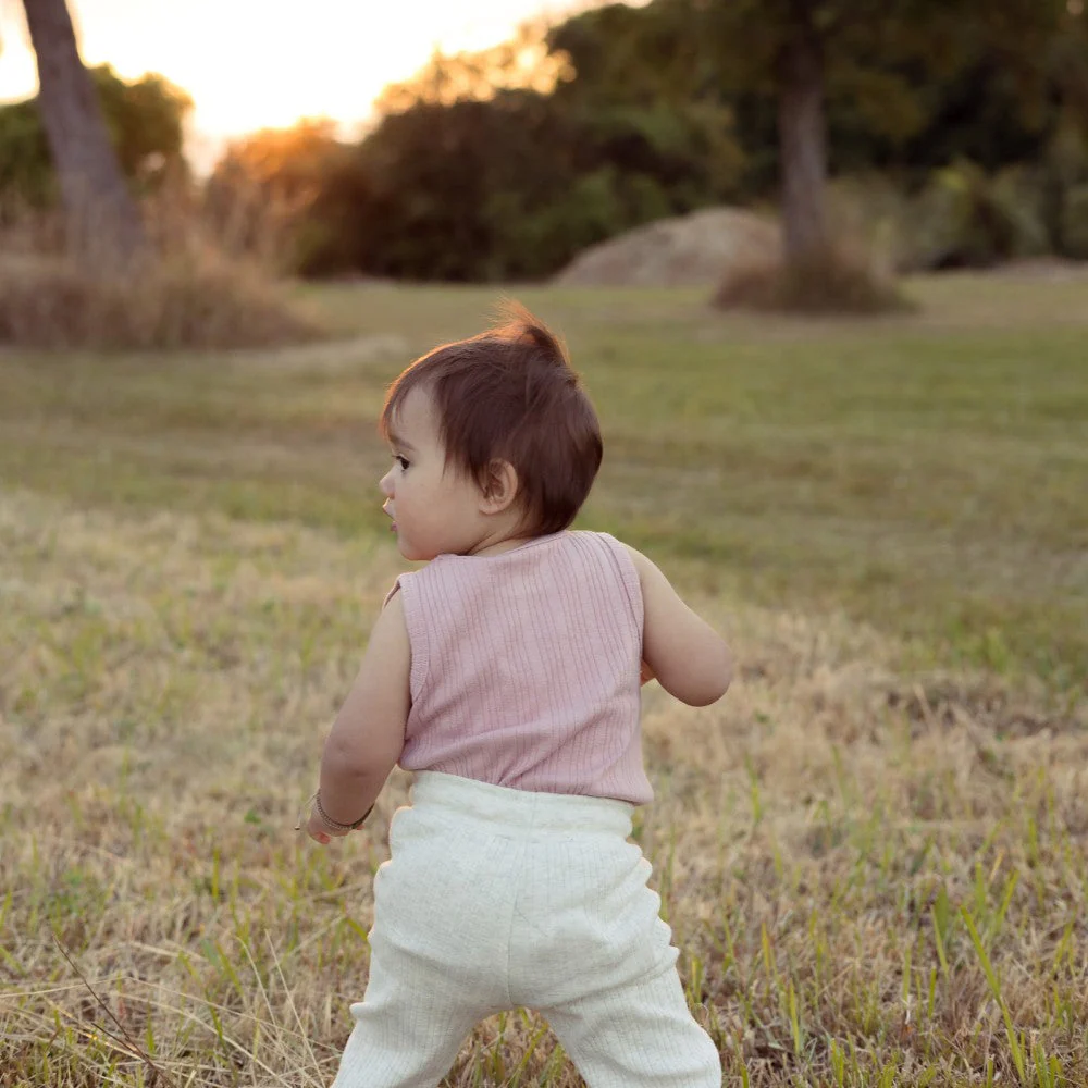 Woolbabe Organic Cotton/Merino Singletsuit Dusk Marl - Image 3