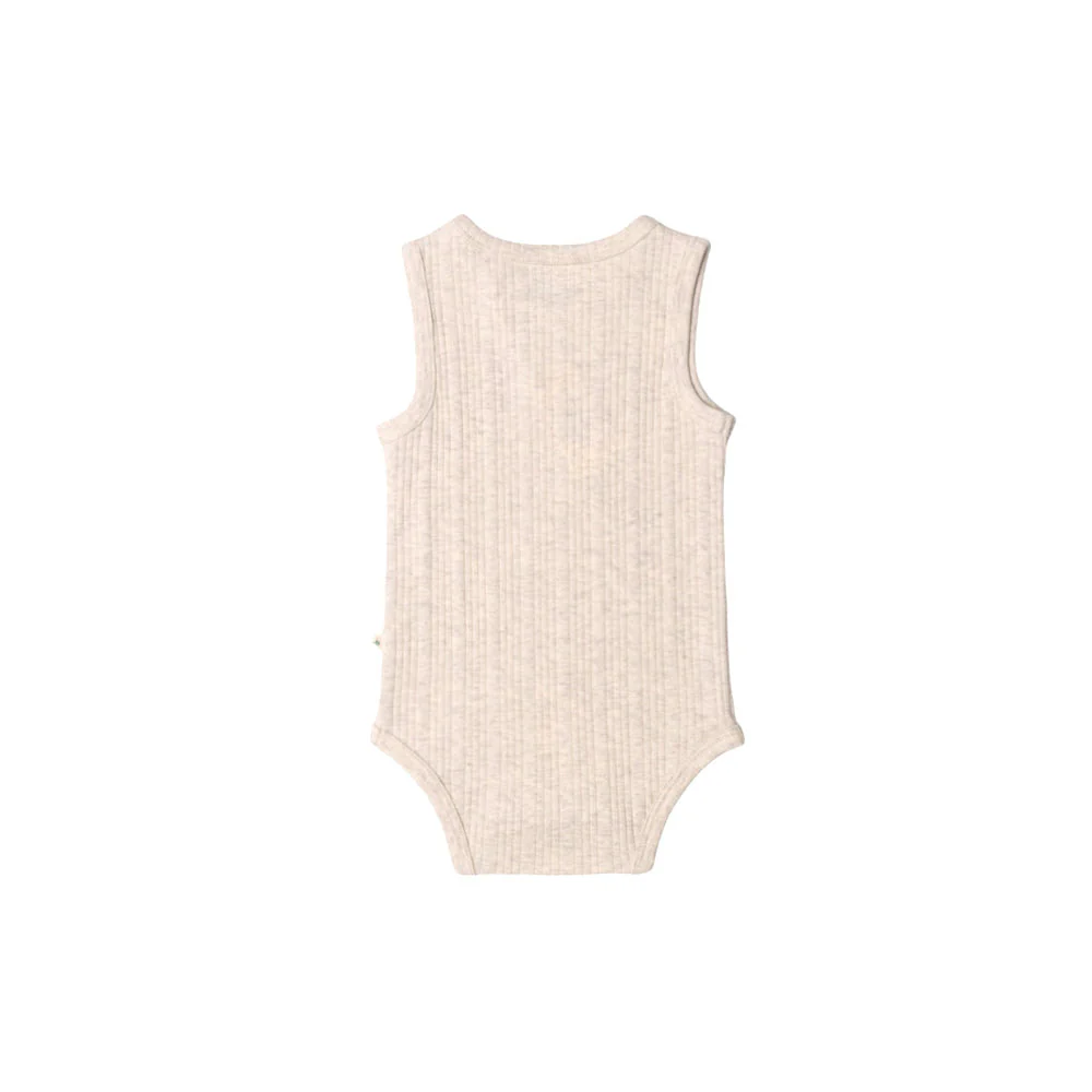 Woolbabe Organic Cotton/Merino Singletsuit Natural Marl - Image 2