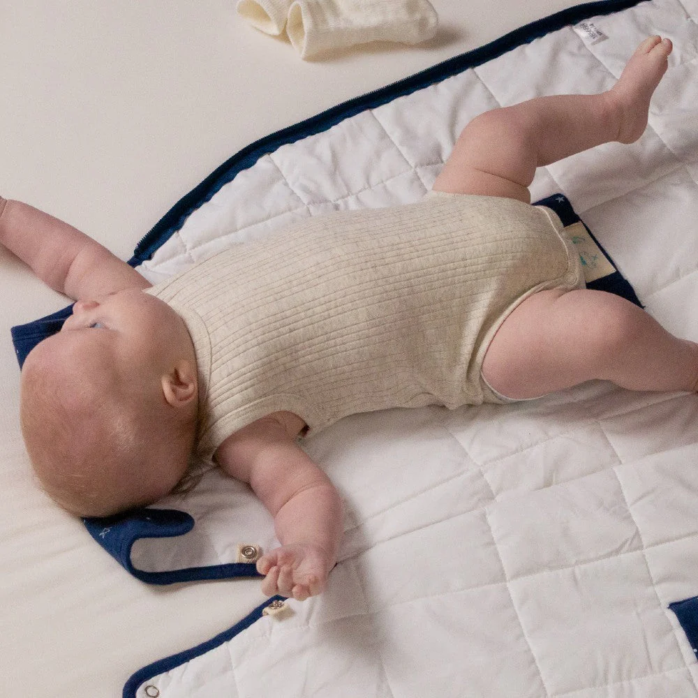 Woolbabe Organic Cotton/Merino Singletsuit Natural Marl - Image 3